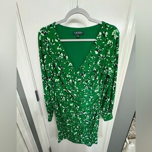 Ralph Lauren Green Floral Long Sleeve Dress